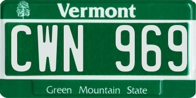 VT license plate CWN969