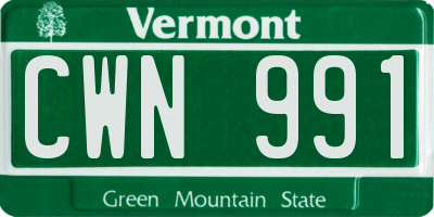 VT license plate CWN991
