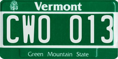 VT license plate CWO013