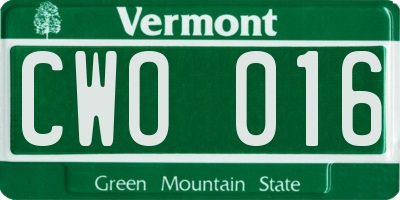 VT license plate CWO016