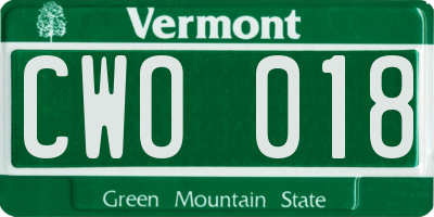 VT license plate CWO018