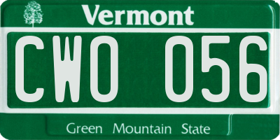 VT license plate CWO056
