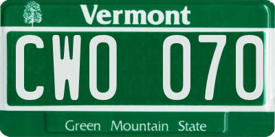 VT license plate CWO070
