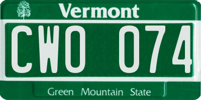 VT license plate CWO074
