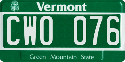 VT license plate CWO076