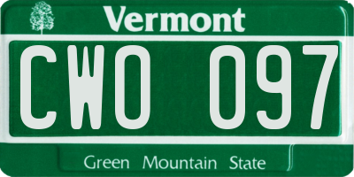 VT license plate CWO097
