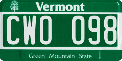 VT license plate CWO098