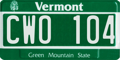 VT license plate CWO104