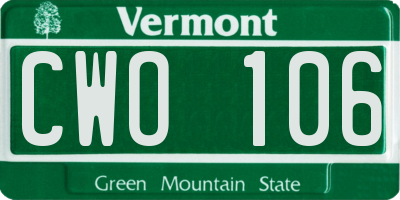 VT license plate CWO106