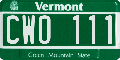 VT license plate CWO111