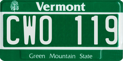 VT license plate CWO119