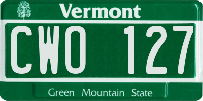 VT license plate CWO127