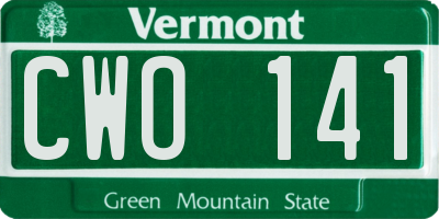 VT license plate CWO141