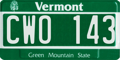 VT license plate CWO143