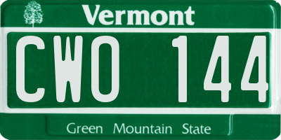 VT license plate CWO144