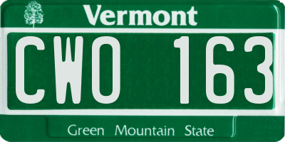 VT license plate CWO163