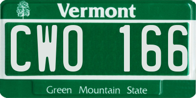 VT license plate CWO166