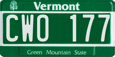 VT license plate CWO177