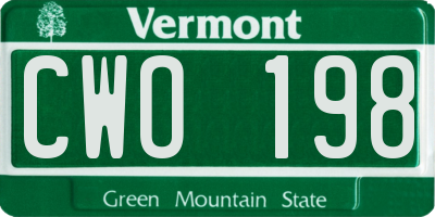 VT license plate CWO198