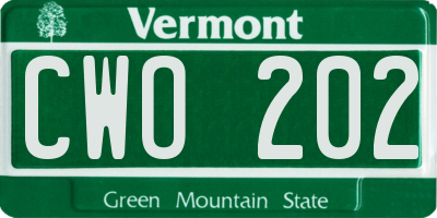 VT license plate CWO202