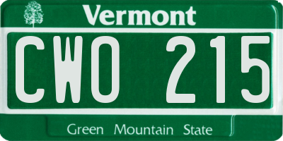 VT license plate CWO215