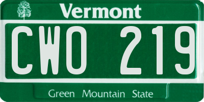 VT license plate CWO219