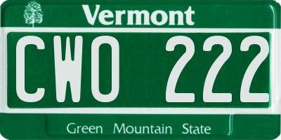 VT license plate CWO222