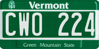 VT license plate CWO224