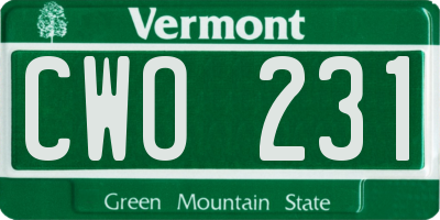 VT license plate CWO231