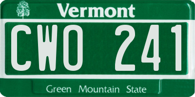 VT license plate CWO241