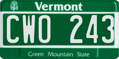 VT license plate CWO243