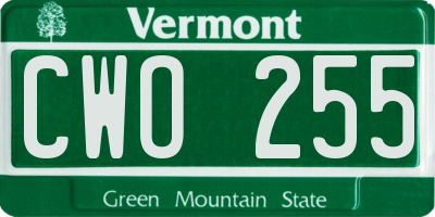 VT license plate CWO255