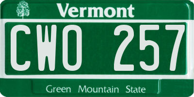 VT license plate CWO257