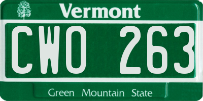 VT license plate CWO263