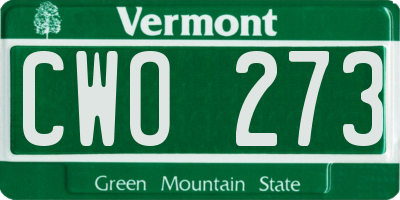 VT license plate CWO273