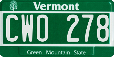 VT license plate CWO278