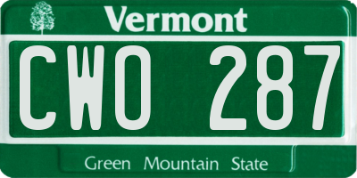 VT license plate CWO287