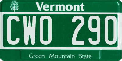 VT license plate CWO290