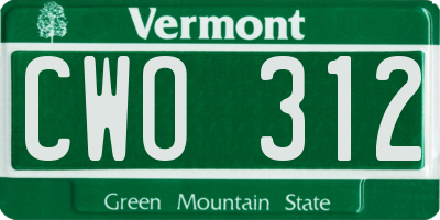 VT license plate CWO312