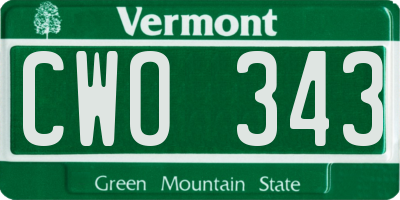 VT license plate CWO343