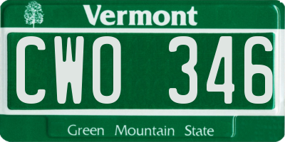 VT license plate CWO346
