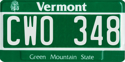 VT license plate CWO348
