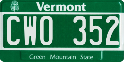 VT license plate CWO352