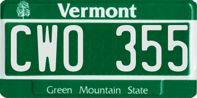VT license plate CWO355