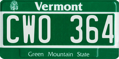 VT license plate CWO364