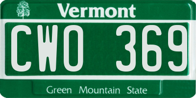 VT license plate CWO369
