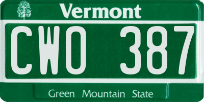 VT license plate CWO387