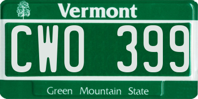 VT license plate CWO399