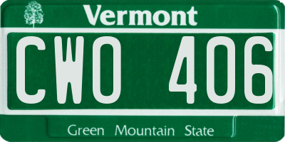 VT license plate CWO406