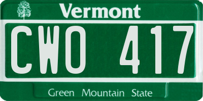 VT license plate CWO417